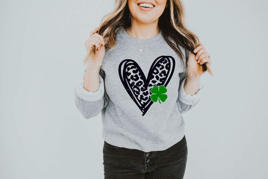 Leopard Irish Heart Crew Neck