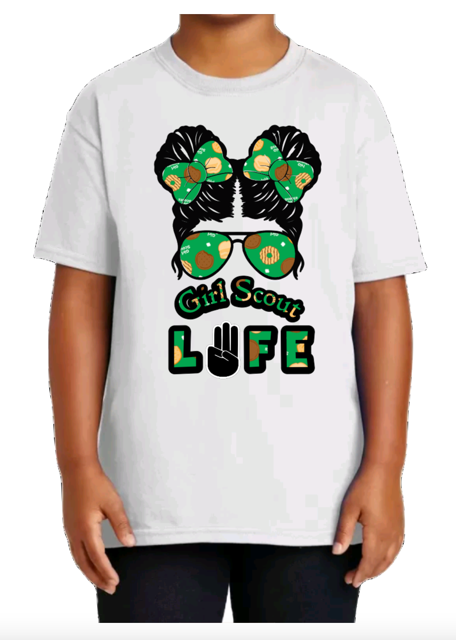 Messy Bun Girl Scout Life Youth T-Shirt