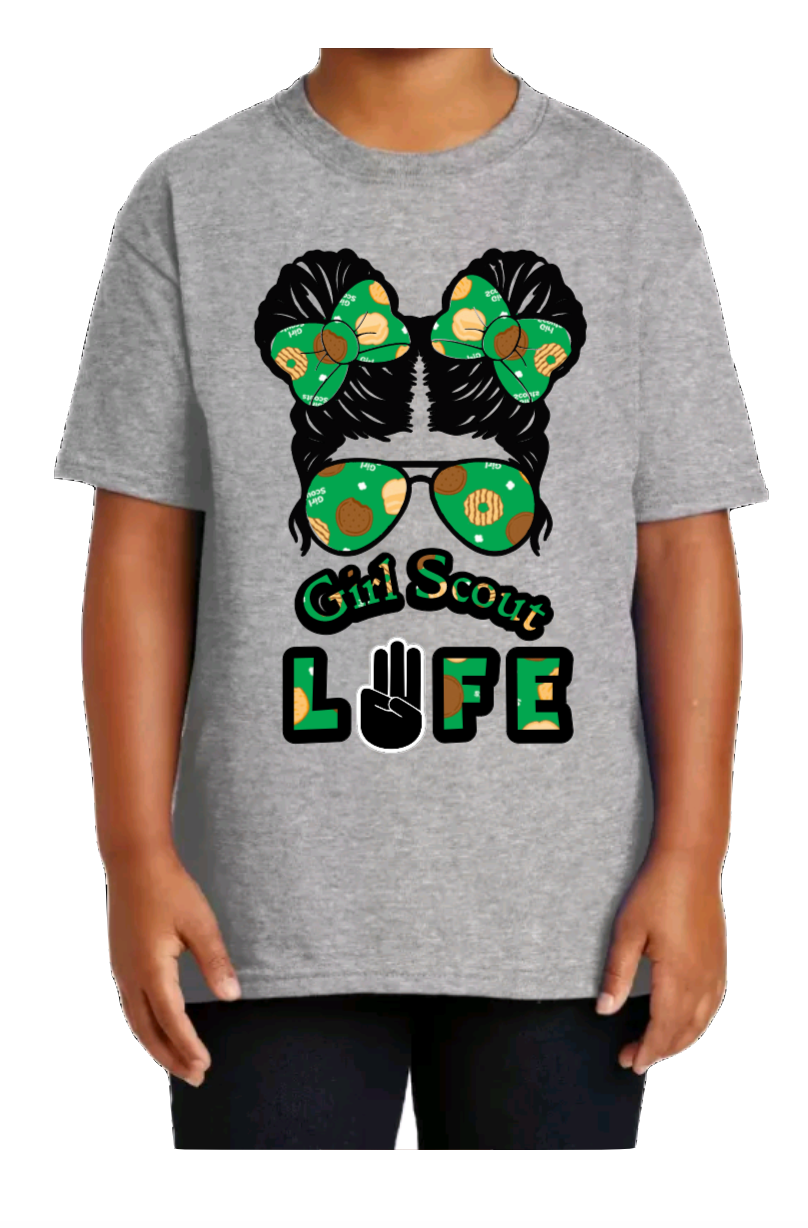 Messy Bun Girl Scout Life Youth T-Shirt