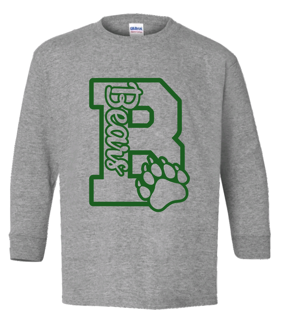 Grey Bears Script with Paw Print Long Sleeve