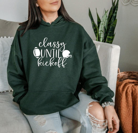Classy til Kickoff Football Mom Hooded Sweatshirt
