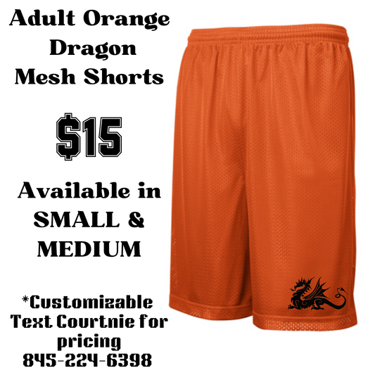 Adult Orange Dragon Mesh Shorts