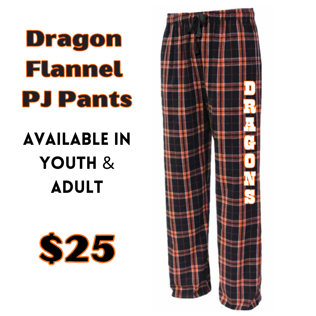Dragon Orange & Black Flannel PJ Pants