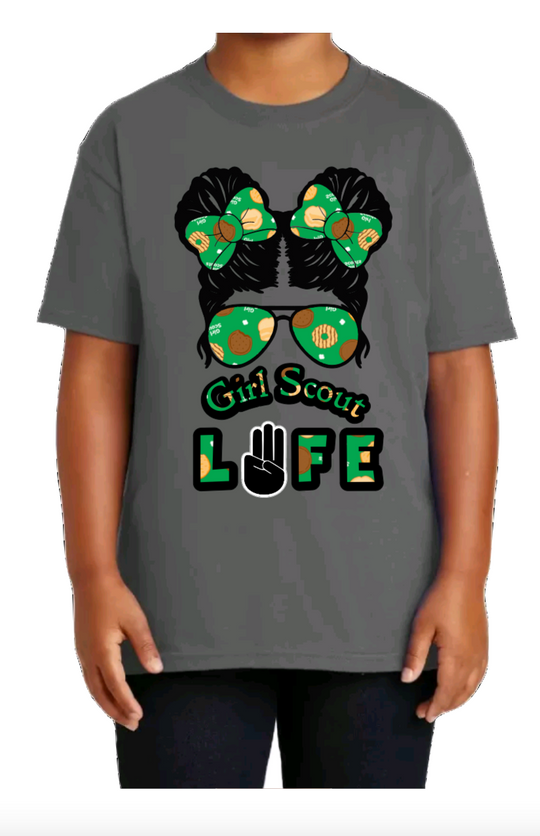 Messy Bun Girl Scout Life Youth T-Shirt