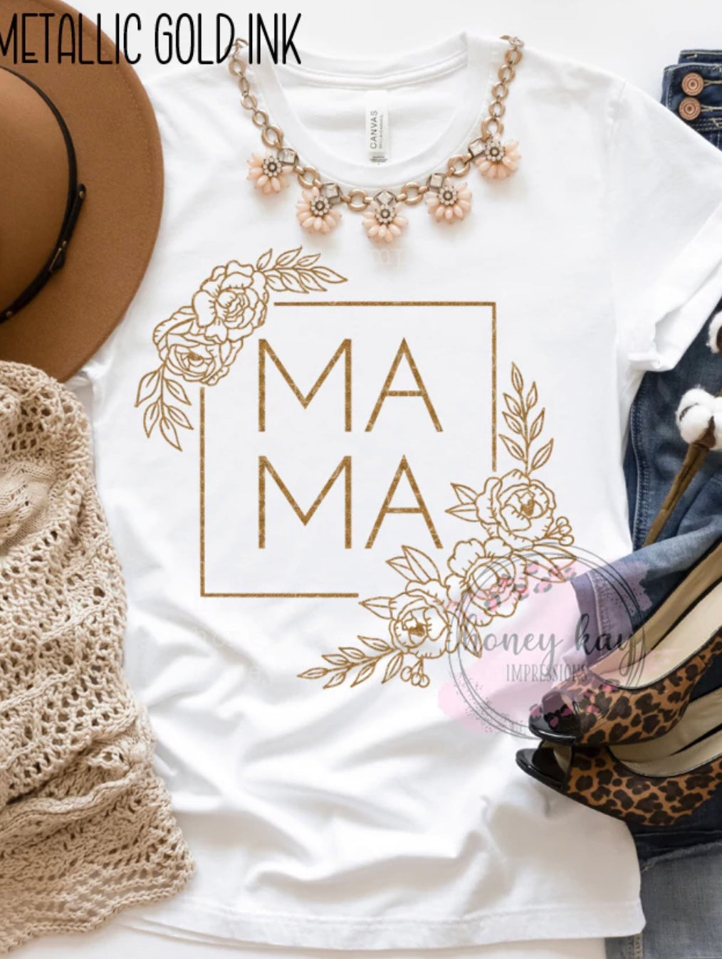 Gold Floral Mama